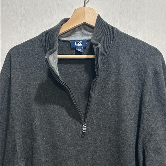 CUTTER N BUCK MENS QUARTER ZIP POLLOVER SWEATER HEATHER Sz MD - Picture 4 of 10